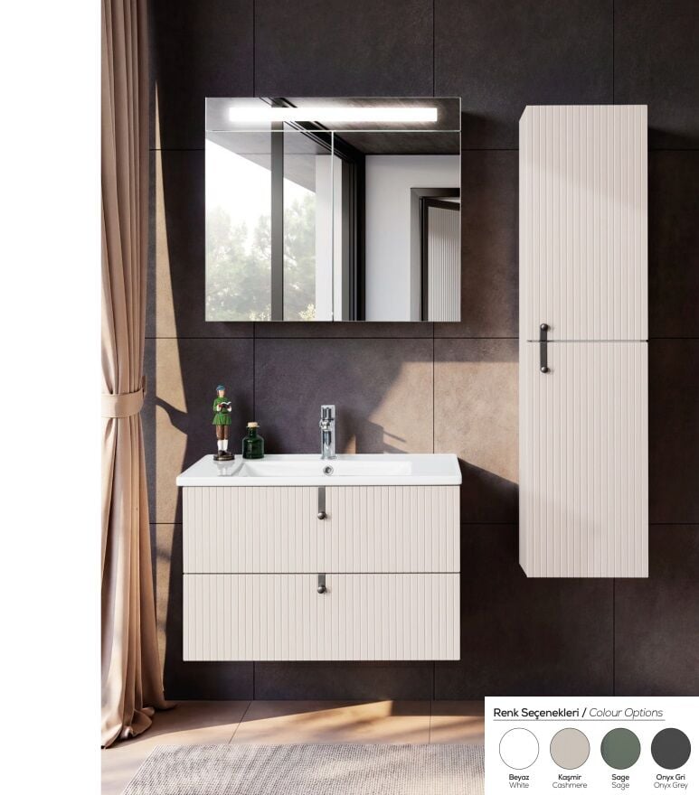 Lineart Verti 80cm Lavabo Dolabı + Dolaplı Ayna