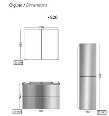 Lineart Verti 80cm Lavabo Dolabı + Dolaplı Ayna