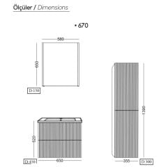 Lineart Verti 65cm Lavabo Dolabı + Dolaplı Ayna