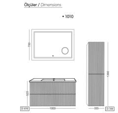 Lineart Verti 100cm Lavabo Dolabı + Led Ayna