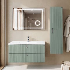Lineart Verti 100cm Lavabo Dolabı + Led Ayna