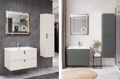 Lineart Verti 80cm Lavabo Dolabı + Led Ayna