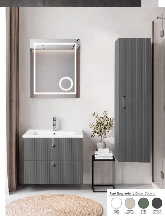 Lineart Verti 65cm Lavabo Dolabı + Led Ayna