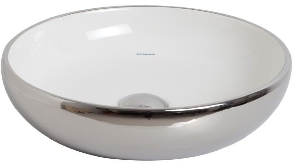 Smanni Nunki Çanak Lavabo Tezgah Üstü 45 cm  Platin-Beyaz