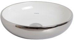 Smanni Nunki Çanak Lavabo Tezgah Üstü 45 cm  Platin-Beyaz