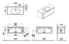 Vitra Root Classic 68824 Lavabo Dolabı, Tek Çekmeceli, 100 Cm, Mat Grafit, Yuvarlak Lavabolu
