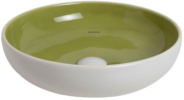Smanni Nunki Çanak Lavabo Tezgah Üstü 45 cm  Mat Beyaz-Y.Yeşili