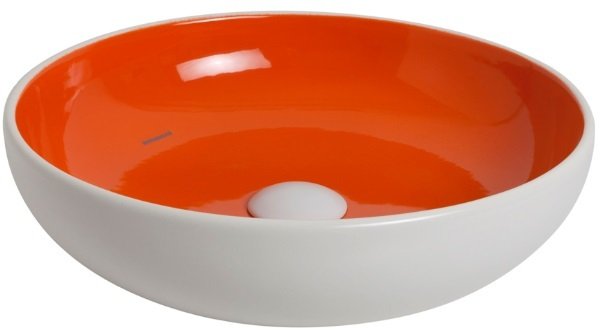 Smanni Nunki Çanak Lavabo Tezgah Üstü 45 cm  Mat Beyaz-Turuncu