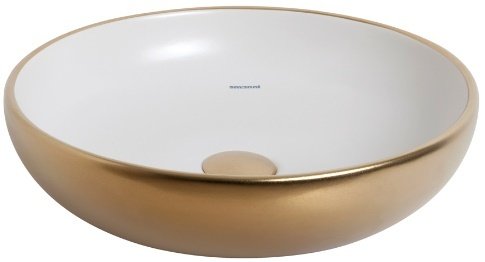 Smanni Nunki Çanak Lavabo Tezgah Üstü 45 cm  Mat Altın-Mat Beyaz