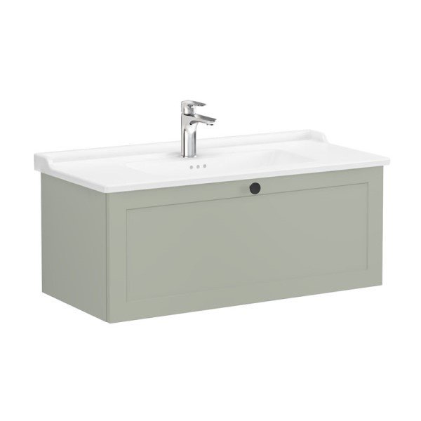 Vitra Root Classic 68833 Lavabo Dolabı, Tek Çekmeceli, 100 Cm, Mat Retro Yeşil, Klasik Lavabolu