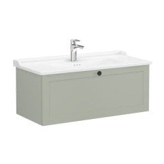 Vitra Root Classic 68833 Lavabo Dolabı, Tek Çekmeceli, 100 Cm, Mat Retro Yeşil, Klasik Lavabolu