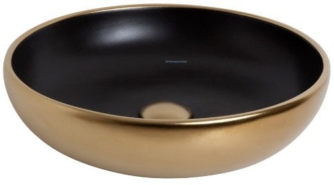 Smanni Nunki Çanak Lavabo Tezgah Üstü 45 cm  Mat Altın-Mat Siyah
