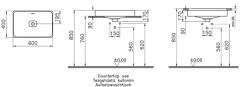 VitrA 7535B003-7216 Metropole Dikdörtgen Tezgah Altı Lavabo,60 cm, Beyaz