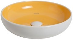 Smanni Nunki Çanak Lavabo Tezgah Üstü 45 cm  Mat Beyaz-Sarı