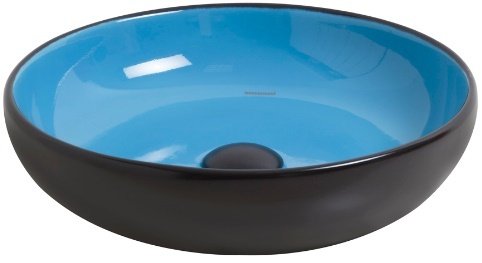 Smanni Nunki Çanak Lavabo Tezgah Üstü 45 cm  Mat Siyah-K.Mavi