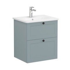 Vitra Root Classic 68844 Lavabo Dolabı, İki Çekmeceli, 60 Cm, Mat Fiyord Yeşili, Yuvarlak Lavabolu