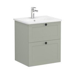 Vitra Root Classic 68847 Lavabo Dolabı, İki Çekmeceli, 60 Cm, Mat Retro Yeşil, Yuvarlak Lavabolu