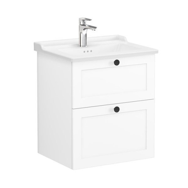 Vitra Root Classic 68848 Lavabo Dolabı, İki Çekmeceli, 60 Cm, Mat Beyaz, Klasik Lavabolu