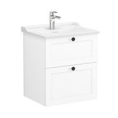 Vitra Root Classic 68848 Lavabo Dolabı, İki Çekmeceli, 60 Cm, Mat Beyaz, Klasik Lavabolu