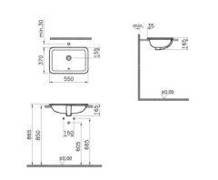 Vitra 5475b003-0642 S20 Tezgah Üstü Lavabo 55 Cm Parlak Beyaz