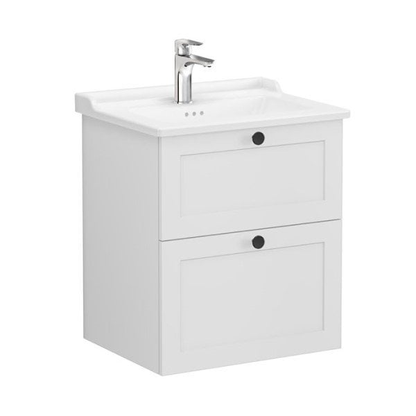 Vitra Root Classic 68849 Lavabo Dolabı, İki Çekmeceli, 60 Cm, Mat Açık Gri, Klasik Lavabolu