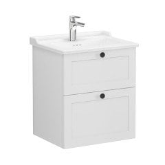 Vitra Root Classic 68849 Lavabo Dolabı, İki Çekmeceli, 60 Cm, Mat Açık Gri, Klasik Lavabolu