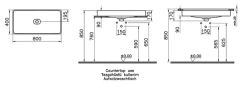 Vitra 7536B076-1398 Metropole Dikdörtgen Çanak Lavabo 80 cm M.Taş Gri