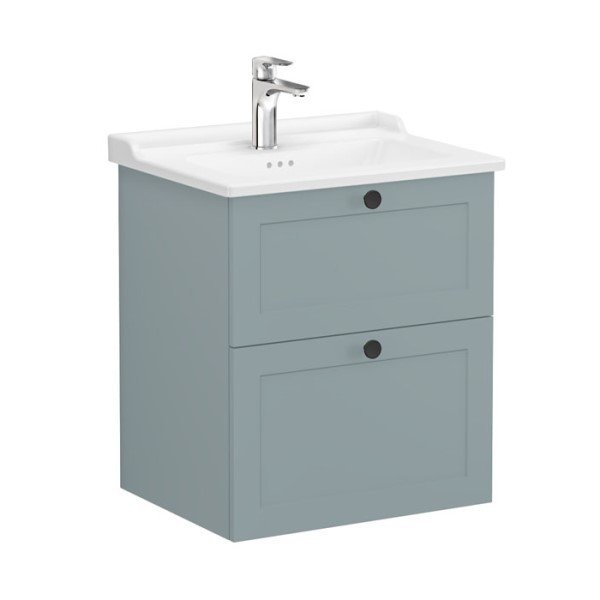 Vitra Root Classic 68851 Lavabo Dolabı, İki Çekmeceli, 60 Cm, Mat Fiyord Yeşili, Klasik Lavabolu