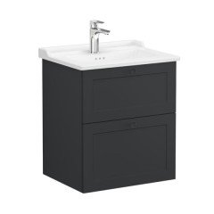 Vitra Root Classic 68852 Lavabo Dolabı, İki Çekmeceli, 60 Cm, Mat Grafit, Klasik Lavabolu