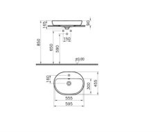 VitrA 5943B003-0001 Metropole Tezgah Üstü Lavabo 60 cm Parlak Beyaz