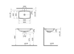 VitrA 5668B003-1082 Metropole Tezgah Altı Lavabo 57 cm Parlak Beyaz