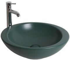 Smanni Adara Çanak Lavabo Tezgah Üstü 53x45.5 cm Mat Zümrüt