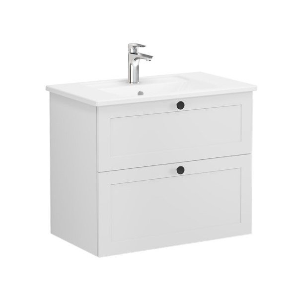 Vitra Root Classic 68856 Lavabo Dolabı, İki Çekmeceli, 80 Cm, Mat Açık Gri, Köşeli Lavabolu