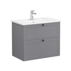 Vitra Root Classic 68857 Lavabo Dolabı, İki Çekmeceli, 80 Cm, Mat Gri, Köşeli Lavabolu