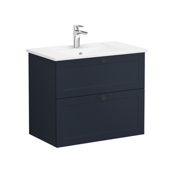 Vitra Root Classic 68859 Lavabo Dolabı, İki Çekmeceli, 80 Cm, Mat Grafit, Köşeli Lavabolu