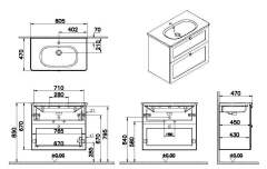 Vitra Root Classic 68862 Lavabo Dolabı, İki Çekmeceli, 80 Cm, Mat Beyaz, Yuvarlak Lavabolu
