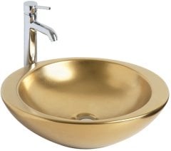 Smanni Adara Çanak Lavabo Tezgah Üstü 53x45.5 cm Mat Altın