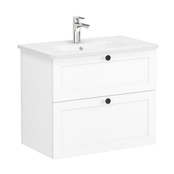 Vitra Root Classic 68862 Lavabo Dolabı, İki Çekmeceli, 80 Cm, Mat Beyaz, Yuvarlak Lavabolu