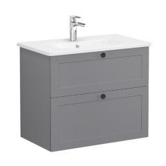 Vitra Root Classic 68864 Lavabo Dolabı, İki Çekmeceli, 80 Cm, Mat Gri, Yuvarlak Lavabolu