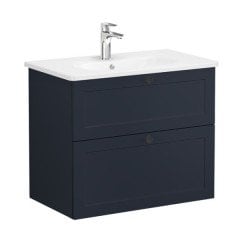 Vitra Root Classic 68867 Lavabo Dolabı, İki Çekmeceli, 80 Cm, Mat Lacivert, Yuvarlak Lavabolu