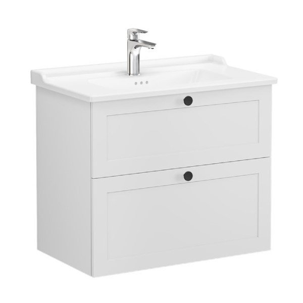Vitra Root Classic 68870 Lavabo Dolabı, İki Çekmeceli, 80 Cm, Mat Açık Gri, Klasik Lavabolu