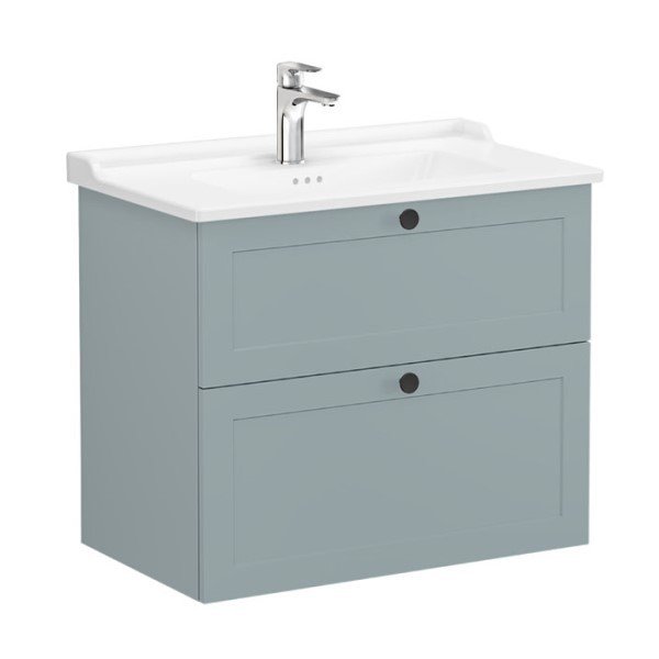 Vitra Root Classic 68872 Lavabo Dolabı, İki Çekmeceli, 80 Cm, Mat Fiyord Yeşili, Klasik Lavabolu