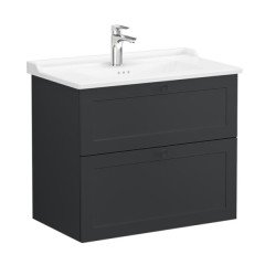 Vitra Root Classic 68873 Lavabo Dolabı, İki Çekmeceli, 80 Cm, Mat Grafit, Klasik Lavabolu