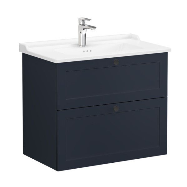 Vitra Root Classic 68874 Lavabo Dolabı, İki Çekmeceli, 80 Cm, Mat Lacivert, Klasik Lavabolu
