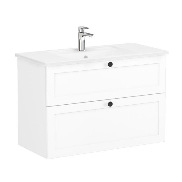 Vitra Root Classic 68876 Lavabo Dolabı, İki Çekmeceli, 100 Cm, Mat Beyaz, Köşeli Lavabolu