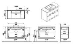 Vitra Root Classic 68877 Lavabo Dolabı, İki Çekmeceli, 100 Cm, Mat Açık Gri, Köşeli Lavabolu