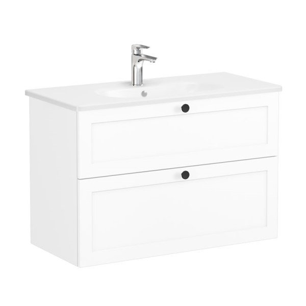 Vitra Root Classic 68883 Lavabo Dolabı, İki Çekmeceli, 100 Cm, Mat Beyaz, Yuvarlak Lavabolu