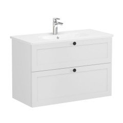 Vitra Root Classic 68884 Lavabo Dolabı, İki Çekmeceli, 100 Cm, Mat Açık Gri, Yuvarlak Lavabolu