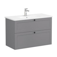 Vitra Root Classic 68885 Lavabo Dolabı, İki Çekmeceli, 100 Cm, Mat Gri, Yuvarlak Lavabolu
