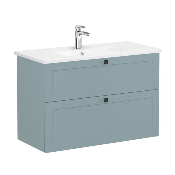 Vitra Root Classic 68886 Lavabo Dolabı, İki Çekmeceli, 100 Cm, Mat Fiyord Yeşili, Yuvarlak Lavabolu